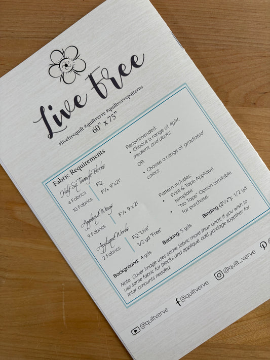 Live Free Quilt Pattern PHYSICAL