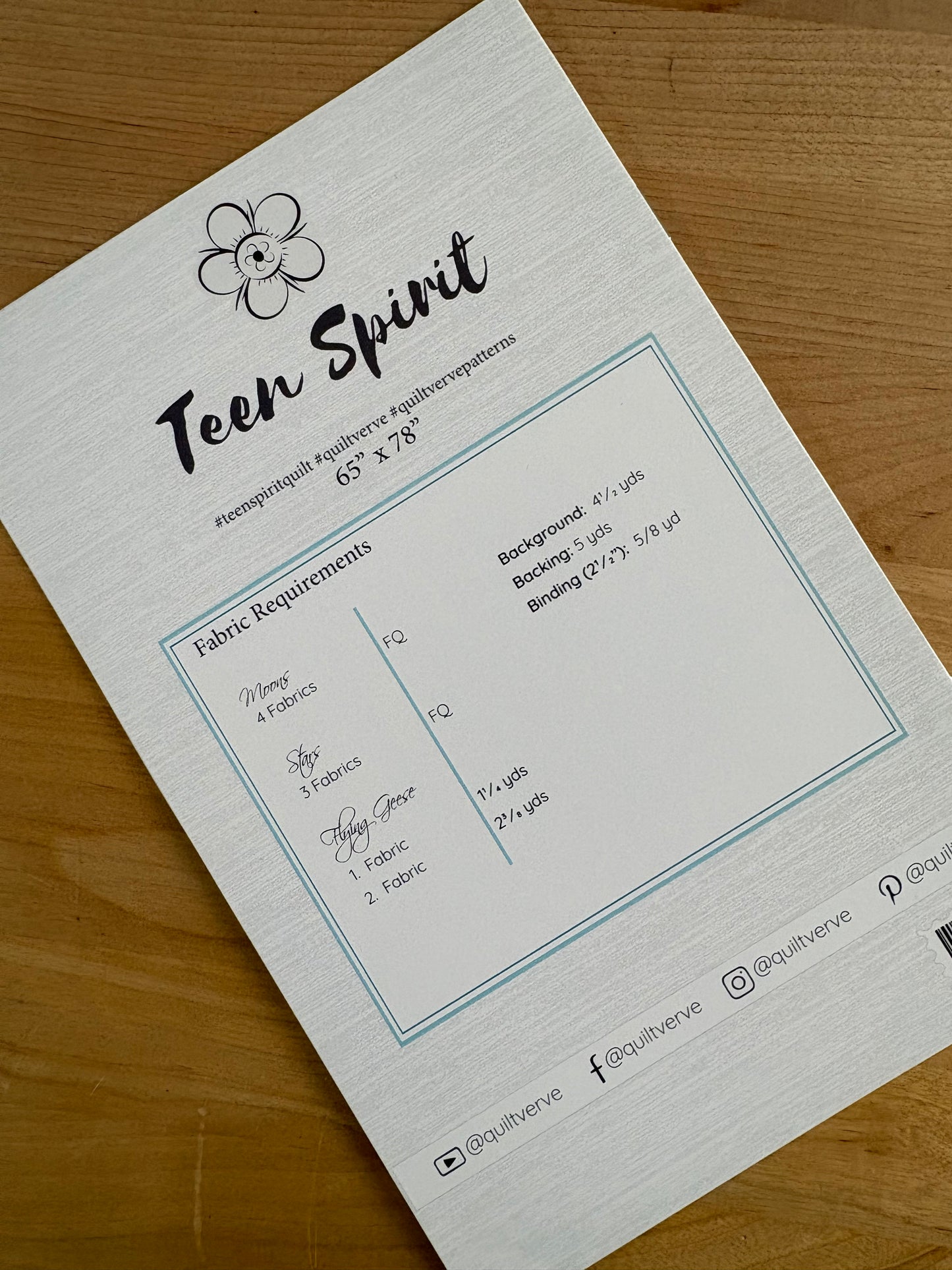 Teen Spirit Quilt Pattern PHYSICAL
