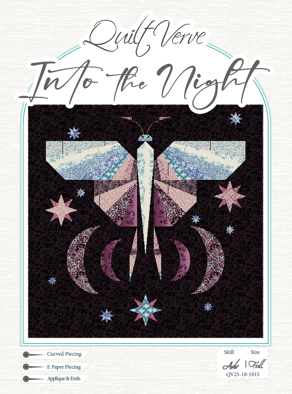 AVAILABLE NOW! Into the Night, a moonlight moth Quilt Pattern - DIGITAL