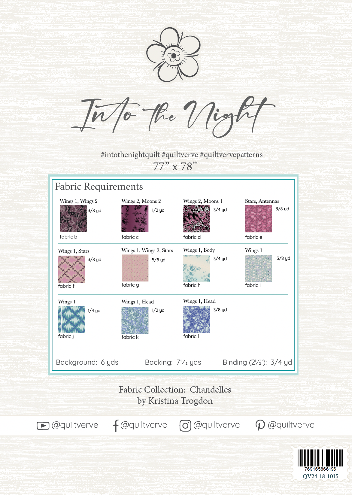 AVAILABLE NOW! Into the Night, a moonlight moth Quilt Pattern - DIGITAL