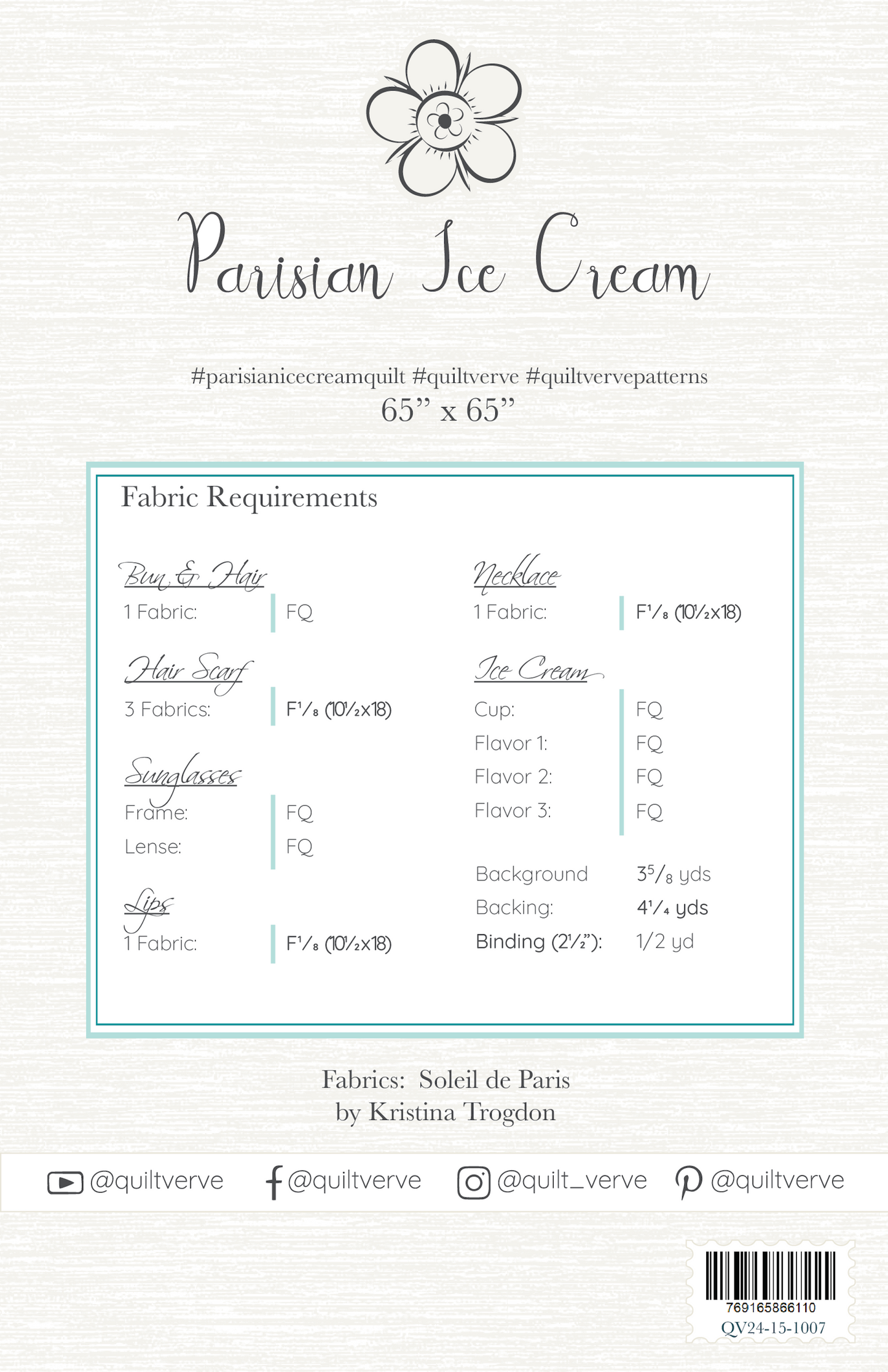 Parisian Ice Cream Quilt Pattern - Digital Download